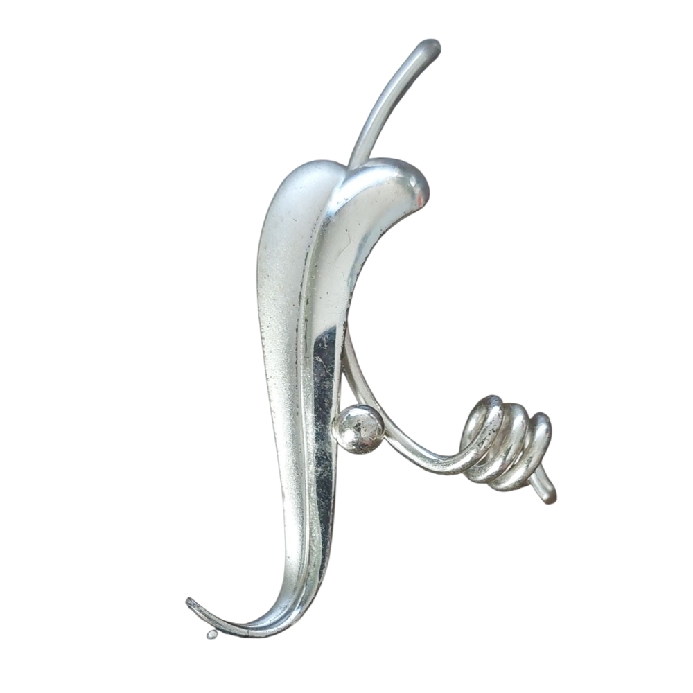 Elegant Mid Century Modern Sterling Silver Brooch Pin